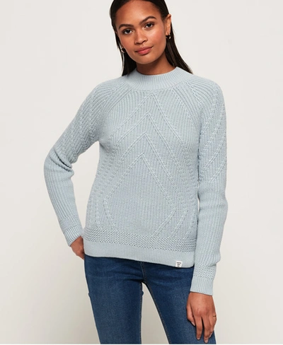 Shop Superdry Hennie Diamond Knit Jumper In Light Blue