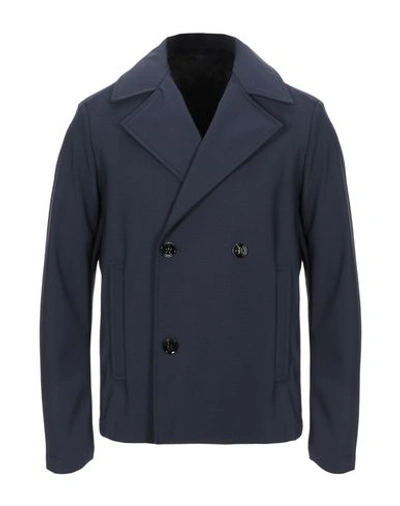 Shop Dondup Coats In Dark Blue