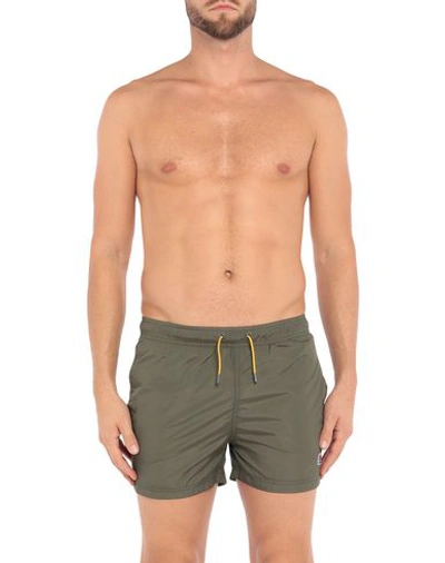 Shop K-way Swim Shorts In Military Green