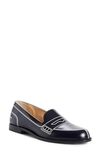 Shop Christian Louboutin Mocalaureat Graphic Loafer In Navy/ White