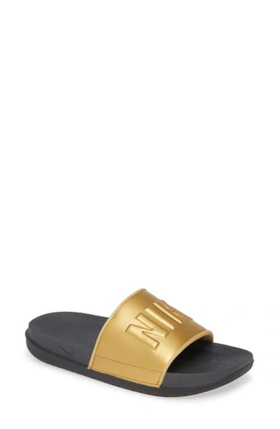 Shop Nike Offcourt Sport Slide In Anthracite/ Gold/ Black