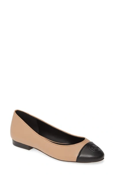 Shop Michael Michael Kors Dylyn Ballet Flat In Toffee/ Black Nappa Leather