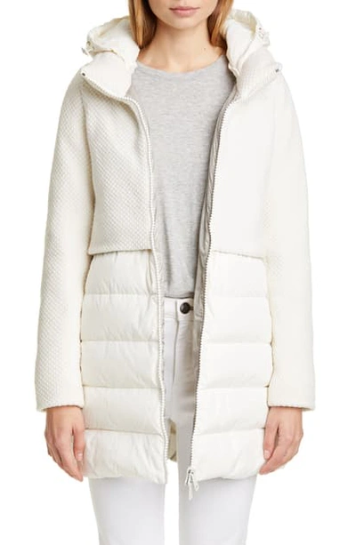 Shop Herno High/low Knit & Quilted Down Puffer Jacket In White