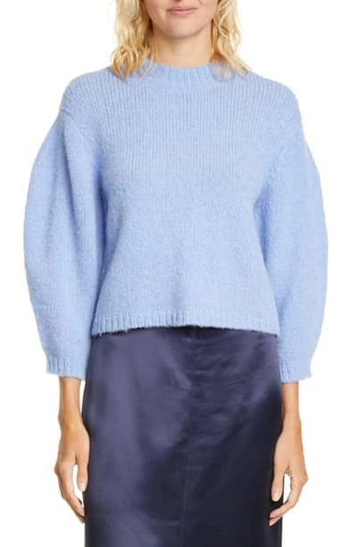 Shop Tibi Cozette Alpaca & Wool Blend Crop Sweater In Denim Blue