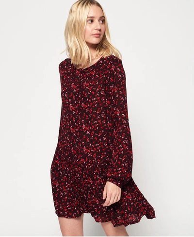 Shop Superdry Dakota Button Tunic Dress In Red