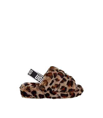 Ugg Fluff Yeah Leopard-print Sheepskin Slingback Slippers In Multicolor