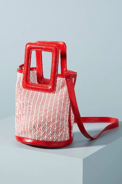 Shop Solid & Striped Pookie Striped Mesh Mini Tote Bag In Red