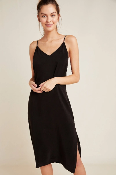 Shop Stateside Cupro Slip Dress In Black