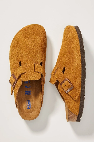 Birkenstock Boston Soft Footbed Suede Leather Clog In Yellow