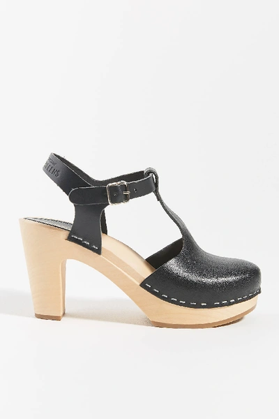 Shop Swedish Hasbeens T-strap Sky High Clog Sandals In Black