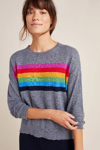 Shop Sundry Rainbow Striped Sweatshirt In Grey