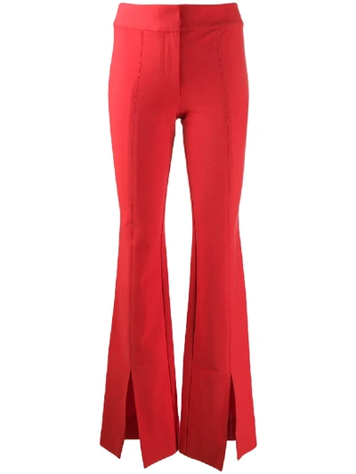 Shop Derek Lam 10 Crosby Maeve Slit Hem Crosby Cotton Twill Flare Trousers In Red