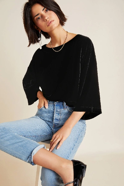 Shop Cupcakes And Cashmere Michaela Velvet Top In Black