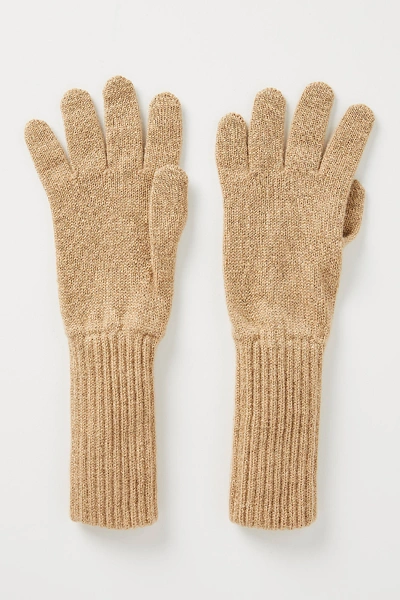 Shop Rosie Sugden Long Ribbed Cashmere Gloves In Beige