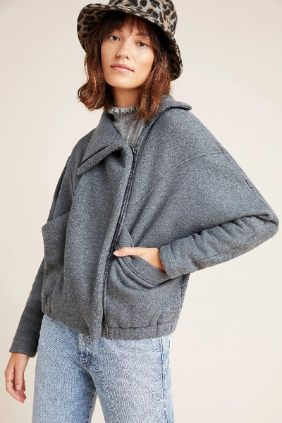 Shop Cupcakes And Cashmere Brin Dolman Moto Sweater Jacket In Grey