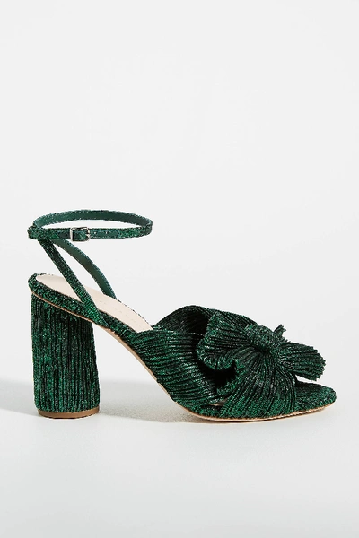Shop Loeffler Randall Camellia Knotted Heels In Green