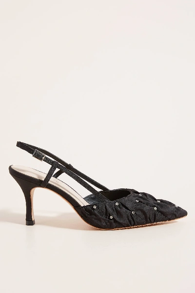 Shop Loeffler Randall Athea Silk Slingback Heels In Black