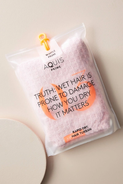 Shop Aquis Rapid Dry Waffle Hair Towel In Pink