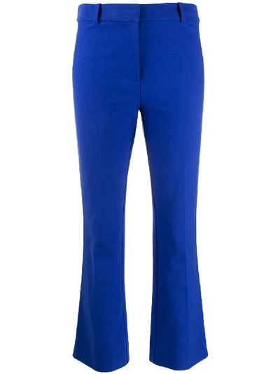 Shop Derek Lam 10 Crosby Corinna Tuxedo Stripe Cropped Flare Crosby Cotton Twill Trouser In Blue