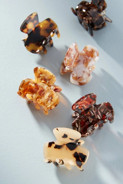 Anthropologie Speckled Mini Hair Clip Set In Beige