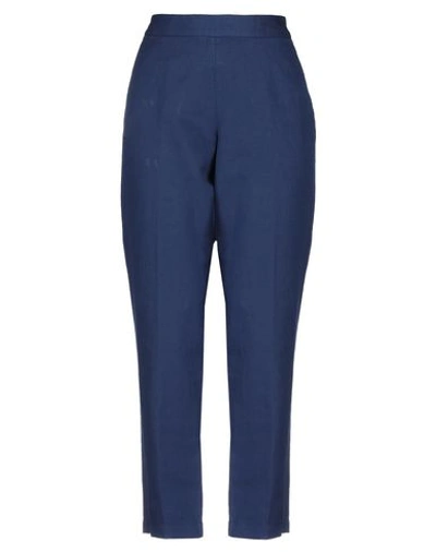 Aspesi Woman Pants Slate Blue Size 6 Cotton, Linen In Slate Blue