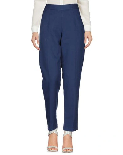 Aspesi Woman Pants Slate Blue Size 6 Cotton, Linen In Slate Blue