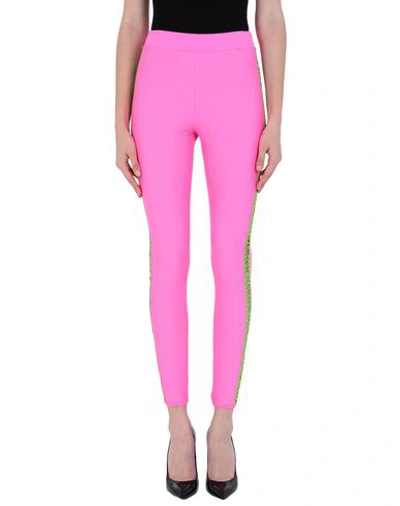 Shop Gcds Woman Leggings Fuchsia Size L Polyamide, Elastane In Pink