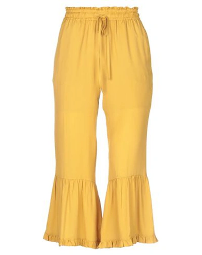 Shop Twinset Woman Pants Ocher Size 8 Acetate, Silk In Yellow