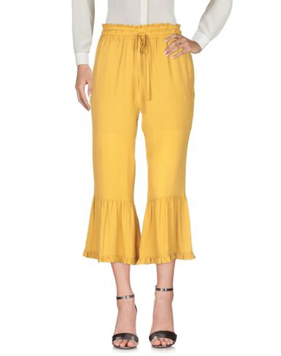 Shop Twinset Woman Pants Ocher Size 8 Acetate, Silk In Yellow