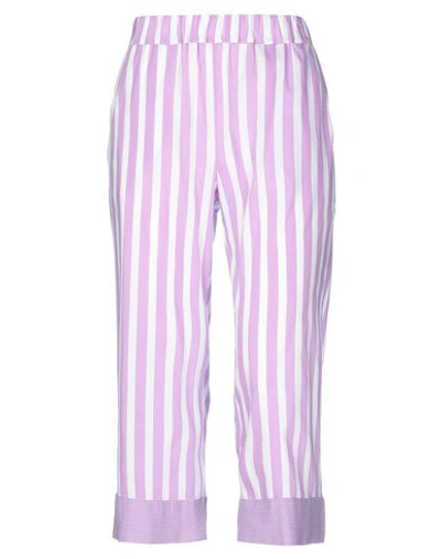 Shop Semicouture Cropped Pants & Culottes In Light Purple
