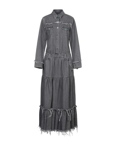 Shop Alanui Denim Dress In Lead