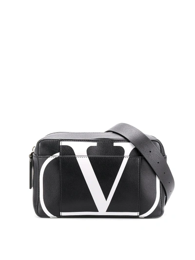 Shop Valentino Vlogo Print Leather Belt Bag In Black
