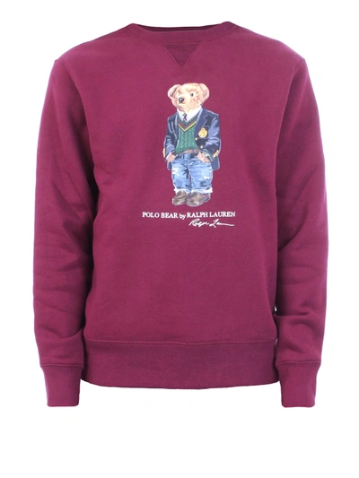 Shop Polo Ralph Lauren Polo Bear Fleece Cotton Sweatshirt In Burgundy