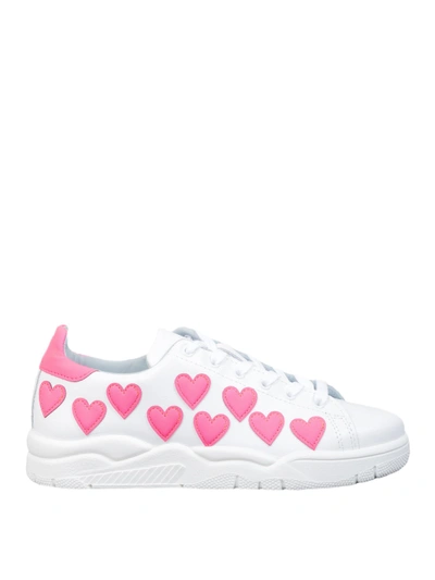 Shop Chiara Ferragni Roger Pink Heart Patch Sneakers In White