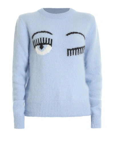 Shop Chiara Ferragni Flirting Angora Sweater In Light Blue