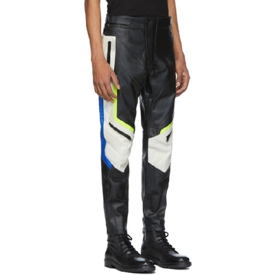 Shop Diesel Black And Off-white Leather Astra-ptre Trousers In 900a Black