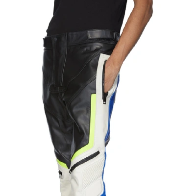 Shop Diesel Black And Off-white Leather Astra-ptre Trousers In 900a Black