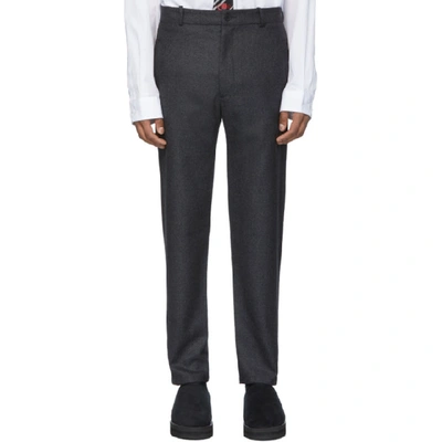 Shop House Of The Very Islands Grey Wool Trade Slim-fit Trousers In 8 Tar Grey