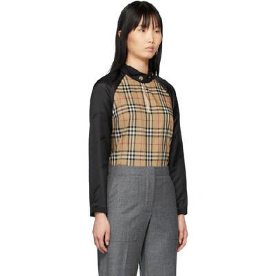 Shop Burberry Beige And Black Gabardine Shirt In Archive Bei