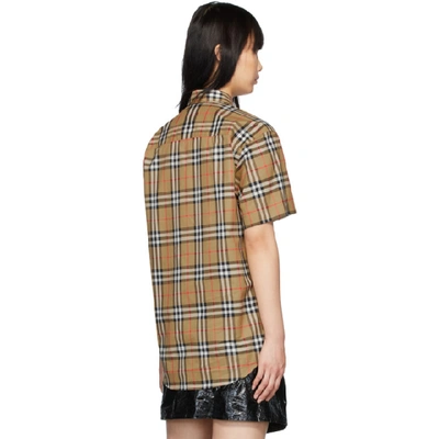 Shop Burberry Beige Check Jameson Short Sleeve Shirt In Antique Yel