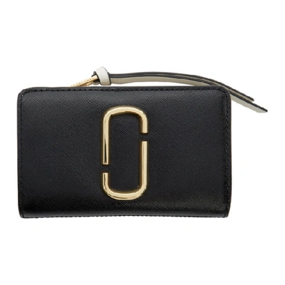 Shop Marc Jacobs Black And Grey Snapshot Compact Wallet In 002 Black M