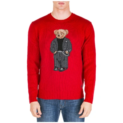 Shop Polo Ralph Lauren Men's Crew Neck Neckline Jumper Sweater Pullover Bear In Red
