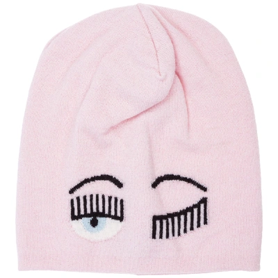 Shop Chiara Ferragni Women's Wool Beanie Hat  Flirting In Pink