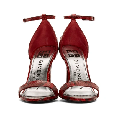 Shop Givenchy Red Python Heeled Sandals In 600 Red