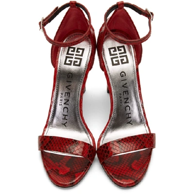 Shop Givenchy Red Python Heeled Sandals In 600 Red