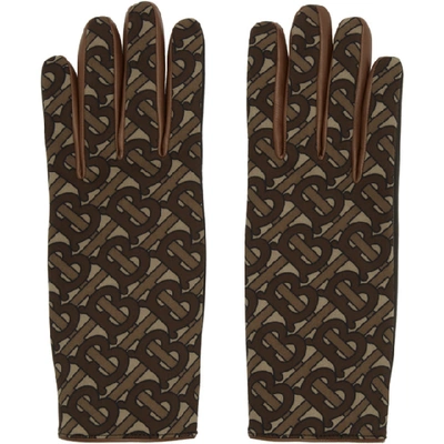 Shop Burberry Brown Monogram Classic Gloves In Bridle Brow