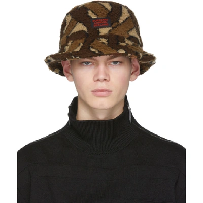 Shop Burberry Brown Fleece Monogram Bucket Hat In Bridle Brow