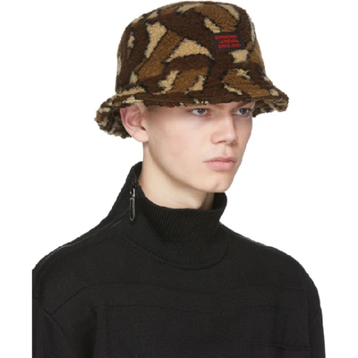 Shop Burberry Brown Fleece Monogram Bucket Hat In Bridle Brow