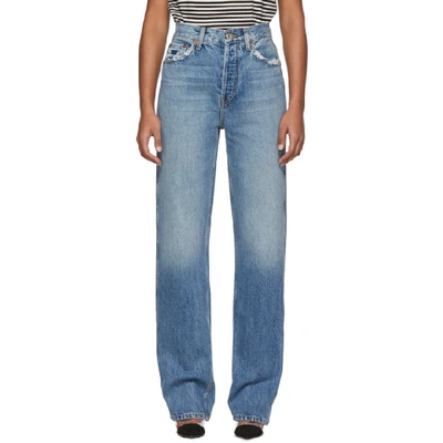 Shop Re/done Blue High-rise Loose Jeans In Worn Blue