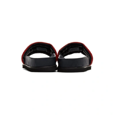 Shop Thom Browne Navy And Red Quilted Pool Slides In 960 Rwbwht